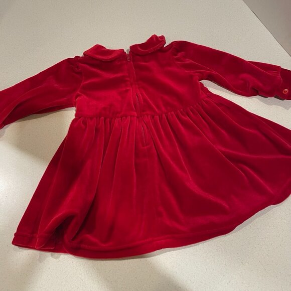 VTG 90s Childrens Place Red Velvet Christmas Dress w/ Peter Pan Collar Sz 12 Mos - Picture 4 of 13